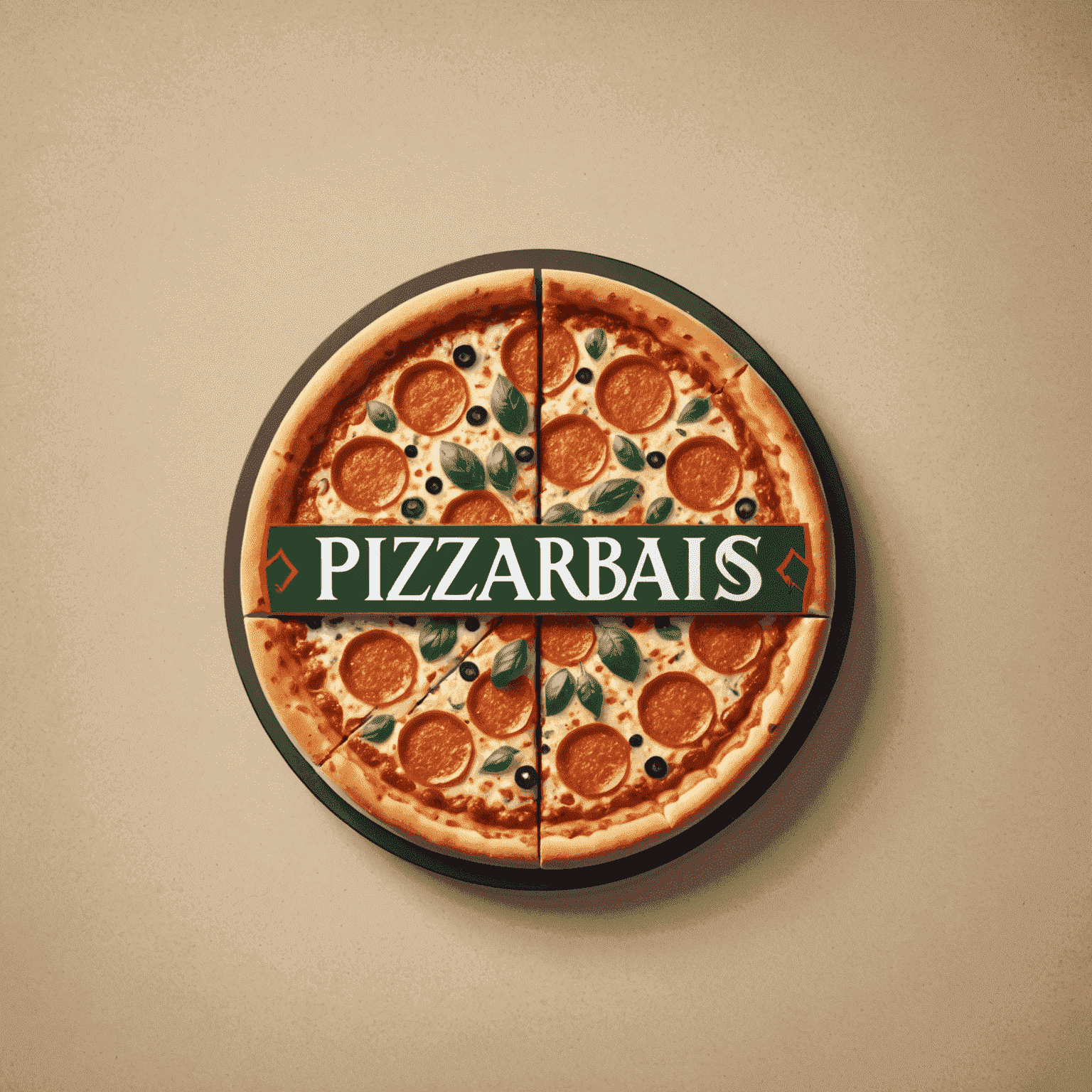 Pizzabakerensis logo - En stilisert pizza med selskapets navn